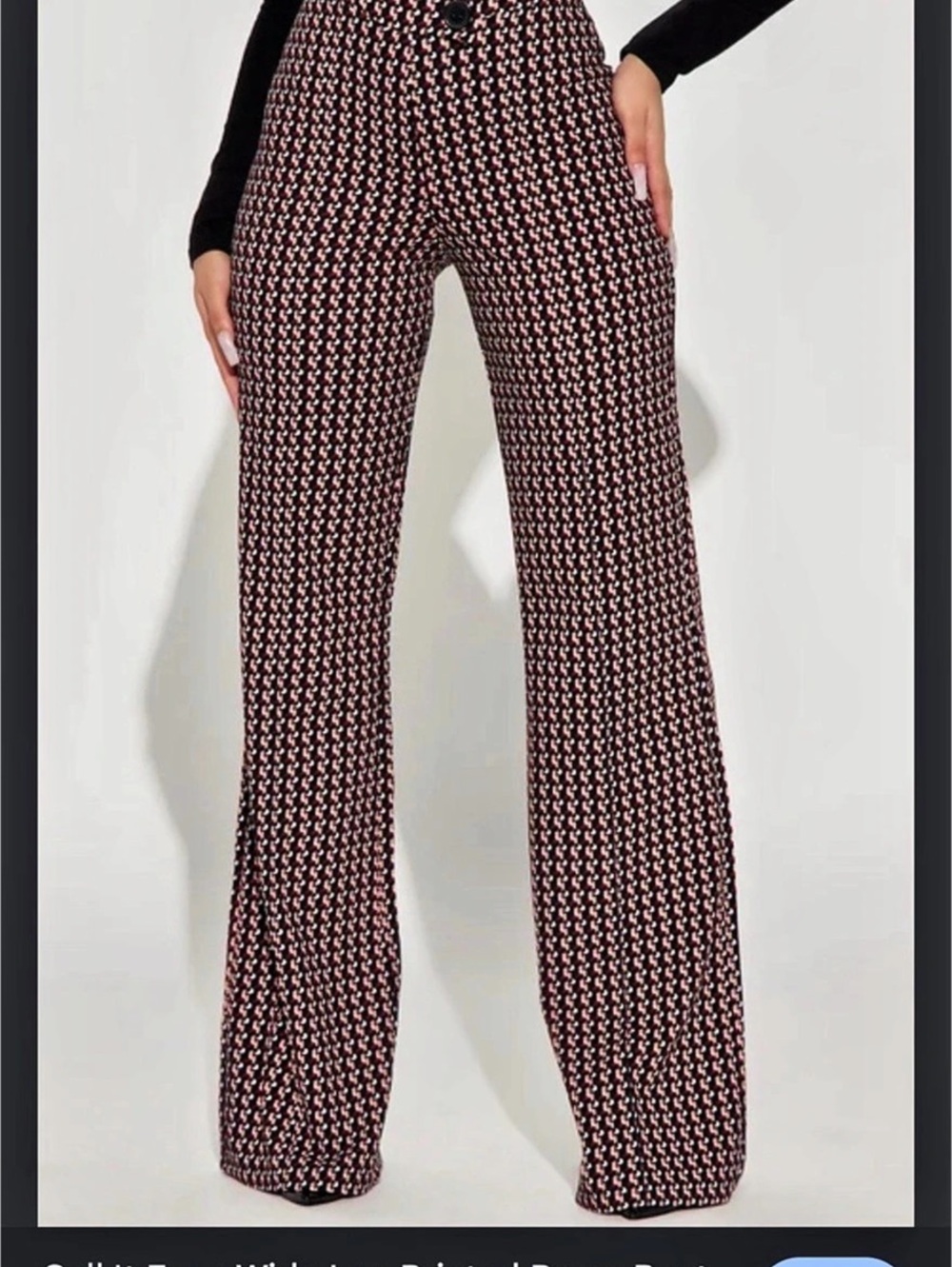 Fashion Nova Call It Even Wide Leg Plaid Dress Pant Pants Black & Pink Medium